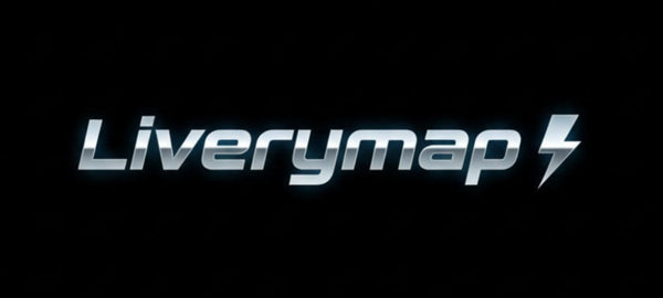 Liverymap logo with a lightning bolt on a black background